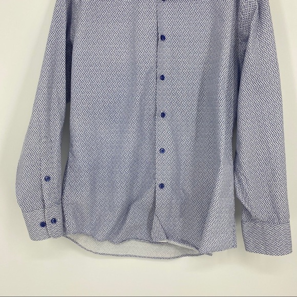 Stantt white blue flower print buttonup shirt Montgomery. Long sleeve collared - Picture 6 of 11